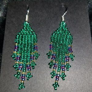 Gorgeous Teal Silver & Purple Earrings